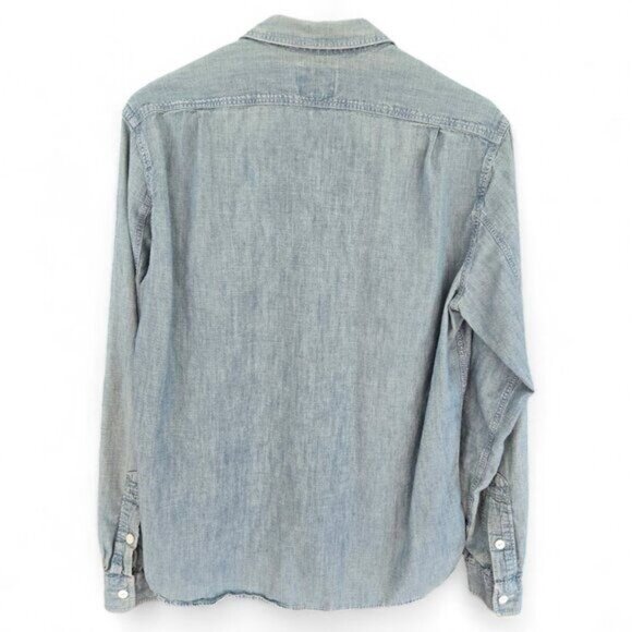 J.Crew Mens Medium Slim Denim Button Down Long Sleeve Tab Collar Shirt - Picture 2 of 8